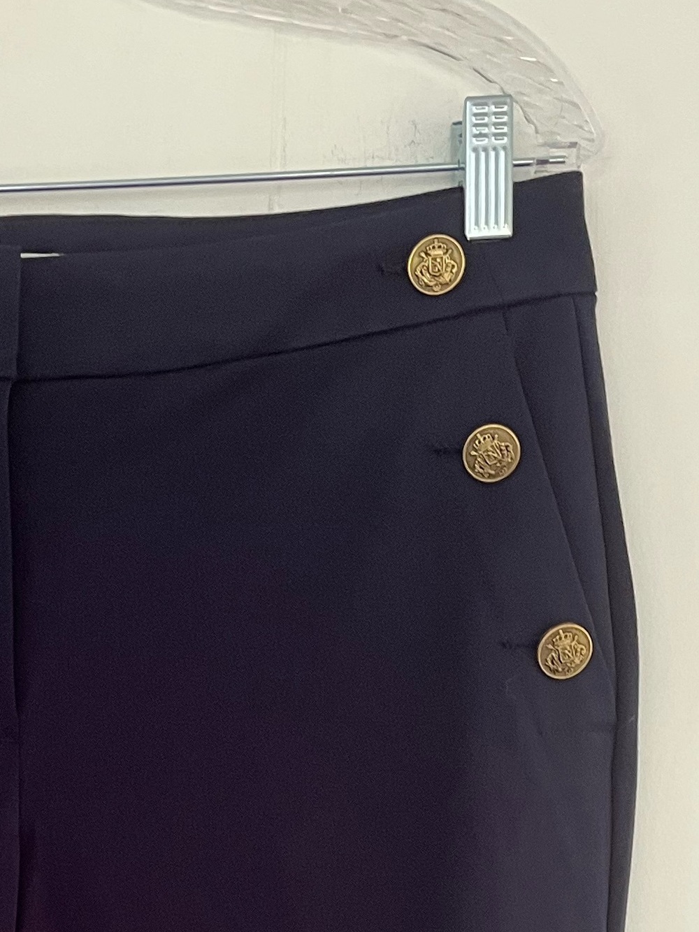 LOFT Devin Slim Navy Sailor Button Trouser Pants Size 10P - Picture 11 of 15
